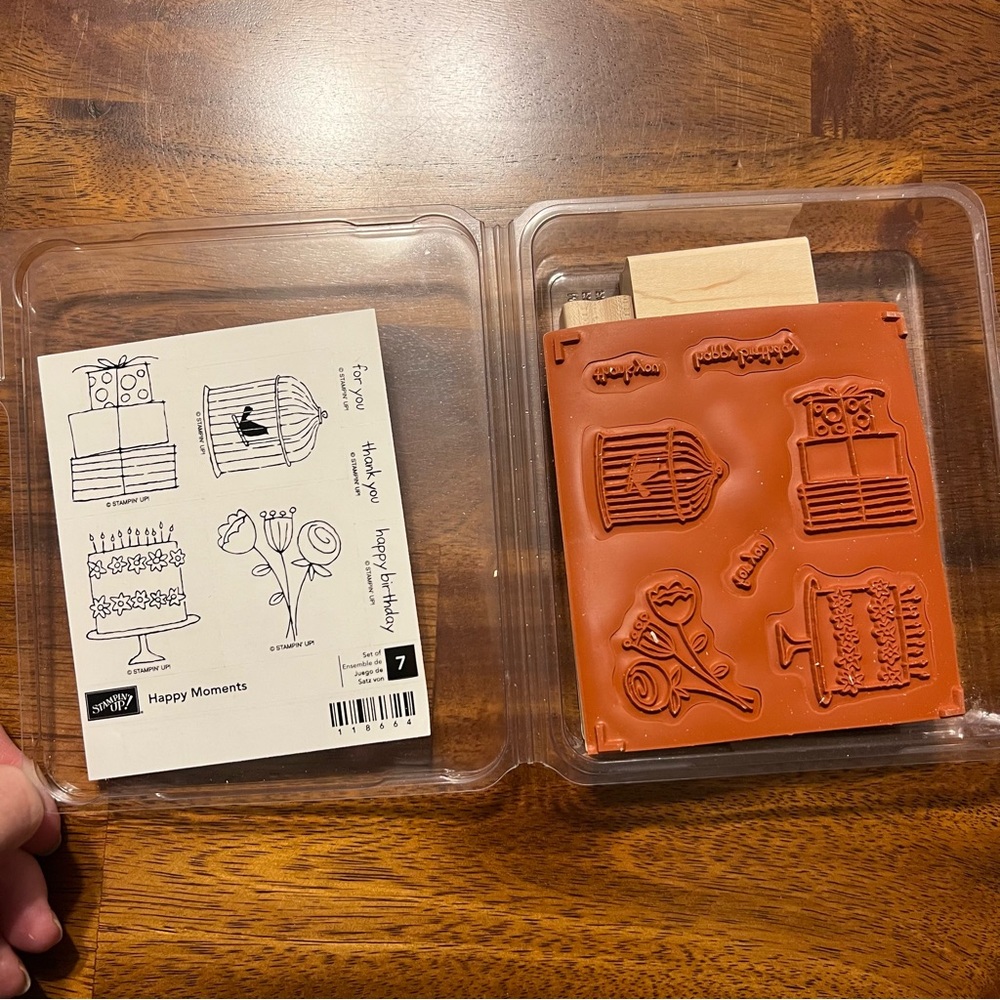Stampin Up! Happy Moments set of 7 Wooden Stamp Set